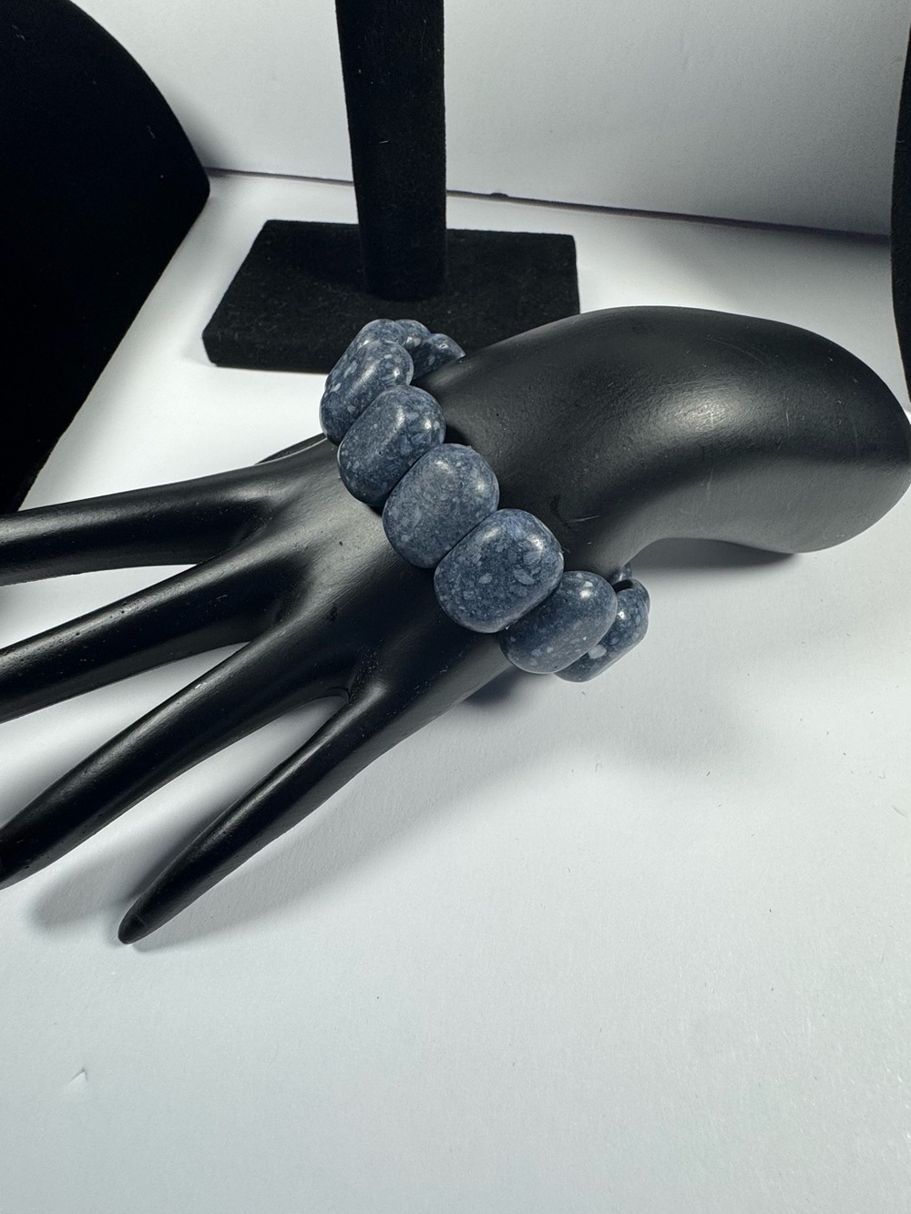 Dusted Navy Beaded Stretch Bracelet